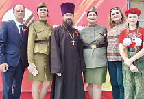 В митинге, посвященному Дню Победы,  приняли участие священники храма села Половинное